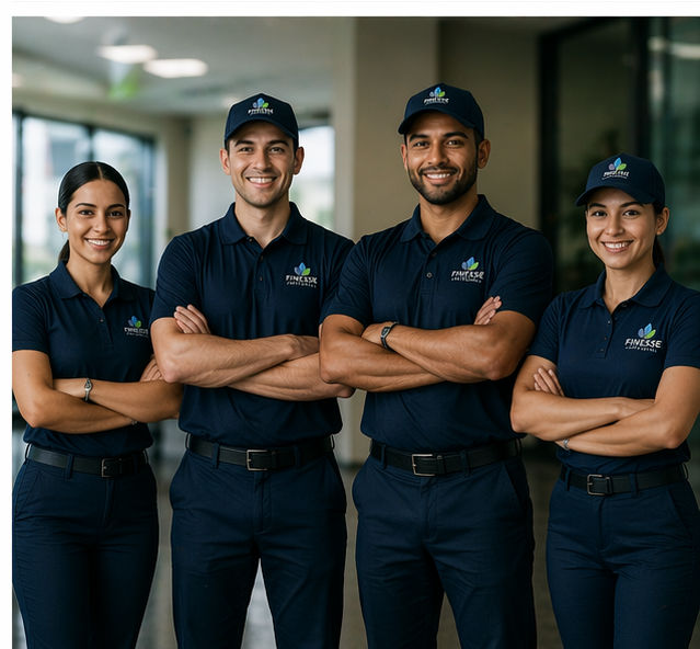 Finesse Janitorial team in uniforms